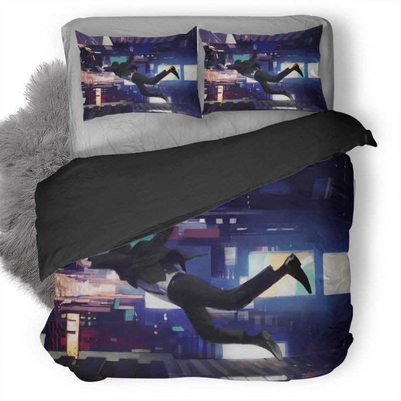 Man Flying Through Building D1 Duvet Cover and Pillowcase Set Bedding Set Man Flying Through Building D1 Duvet Cover and Pillowcase Set Bedding Set