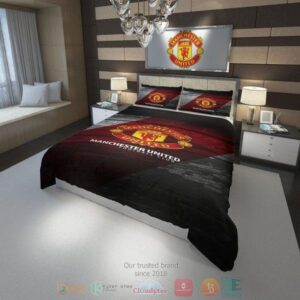 Manchester United Fc Football Club Red Grey Bedding Set