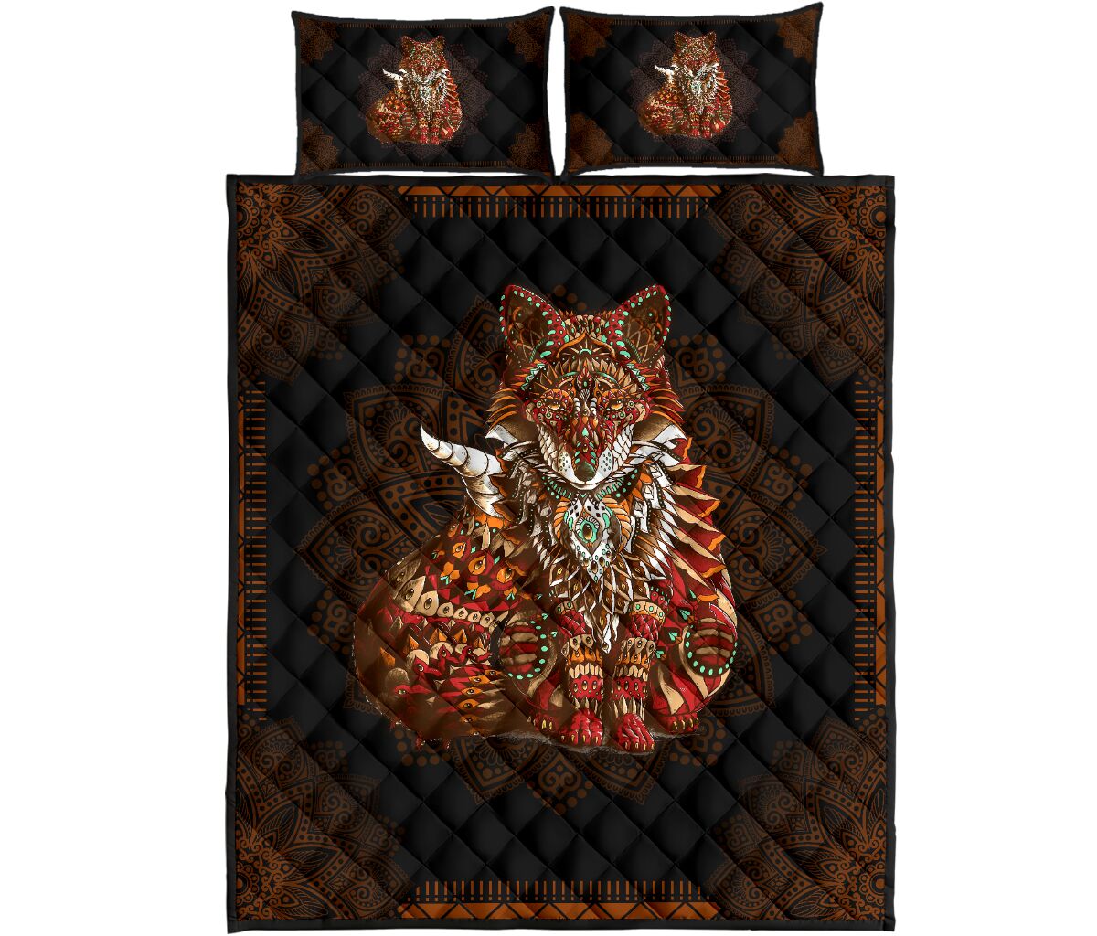 Mandala Version Fox All Over Print Bedding Set Mandala Version Fox All Over Print Bedding Set