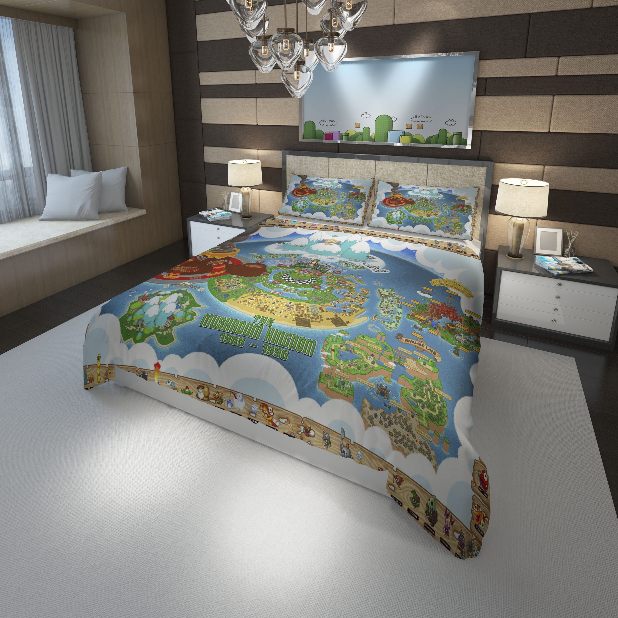 Map Nintendo Super Mario Duvet Cover and Pillowcase Set Bedding Set Map Nintendo Super Mario Duvet Cover and Pillowcase Set Bedding Set