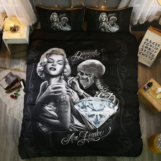 Marilyn Monroe Skull Duvet Cover and Pillowcase Set Bedding Set 440 Marilyn Monroe Skull Duvet Cover and Pillowcase Set Bedding Set 440