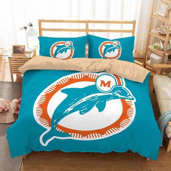Miami Dolphins Duvet Cover and Pillowcase Set Bedding Set 524 Miami Dolphins Duvet Cover and Pillowcase Set Bedding Set 524