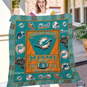 Miami Dolphins Nfl Logo History Personalized Bedding Set
