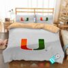 Miami Hurricanes Ncaa Logo White Bedding Set