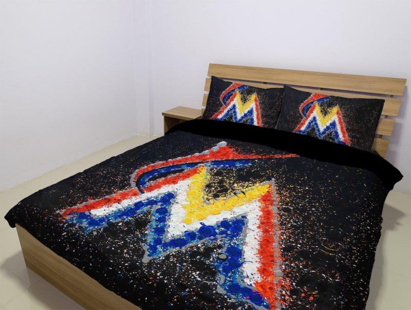Miami Marlins Duvet Cover and Pillowcase Set Bedding Set 1046 Miami Marlins Duvet Cover and Pillowcase Set Bedding Set 1046