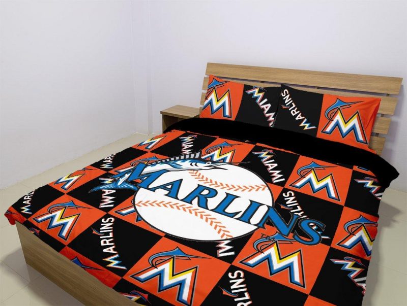 Miami Marlins Duvet Cover and Pillowcase Set Bedding Set 1048 Miami Marlins Duvet Cover and Pillowcase Set Bedding Set 1048