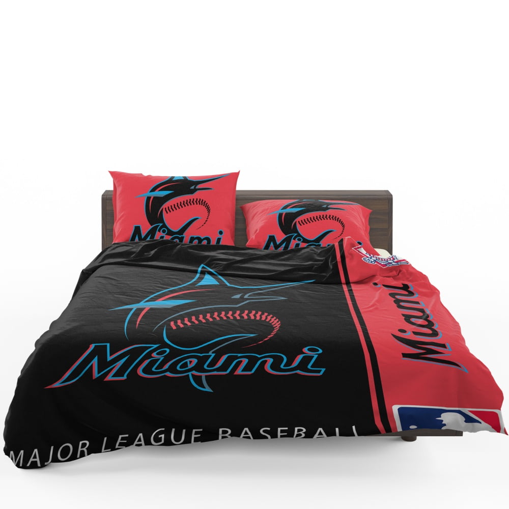 Miami Marlins MLB Baseball National League Bedding Set Miami Marlins MLB Baseball National League Bedding Set