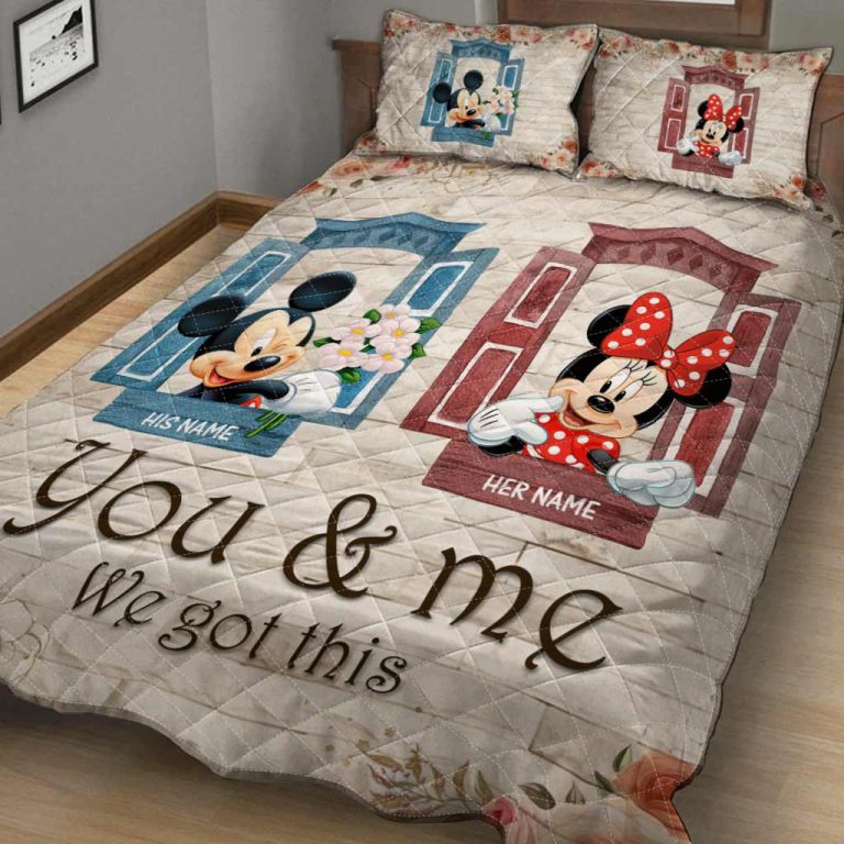 Mickey-Mouse-And-Minnie-Mouse-We-Got-This-Personalized-Quilt-Bedding-Set-1