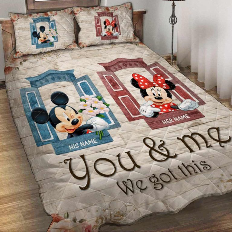 Mickey-Mouse-And-Minnie-Mouse-We-Got-This-Personalized-Quilt-Bedding-Set-2