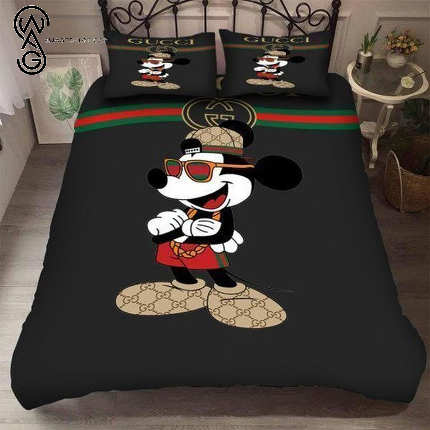 Mickey Mouse Gucci Black Full Print Bedding Set Mickey Mouse Gucci Black Full Print Bedding Set
