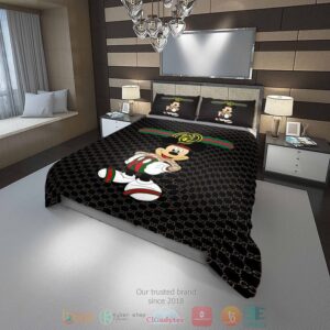Mickey Mouse Gucci Black Pattern Quilt Bedding Set
