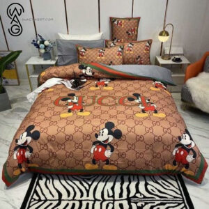 Mickey Mouse Gucci Brown Full Print Bedding Set