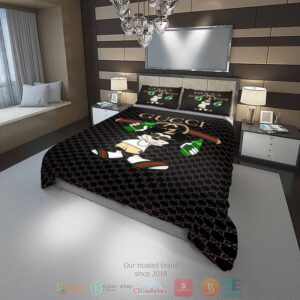 Mickey Mouse Gucci High-End Brand Black Pattern Quilt Bedding Set