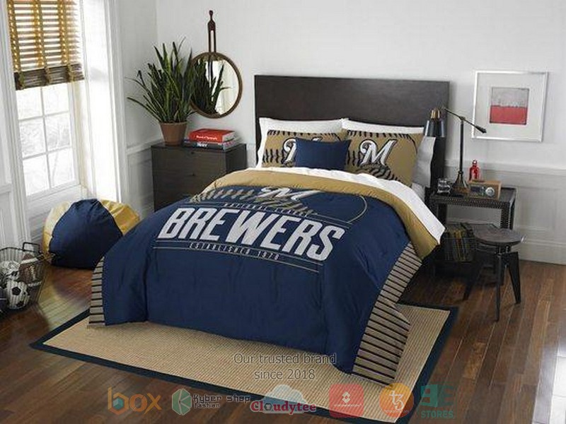 Milwaukee Brewers Mlb Blue Bedding Set Milwaukee Brewers Mlb Blue Bedding Set
