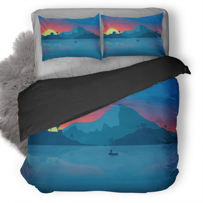 Minimalist Beach Boat Mountains Sun Birds Db Duvet Cover and Pillowcase Set Bedding Set Minimalist Beach Boat Mountains Sun Birds Db Duvet Cover and Pillowcase Set Bedding Set