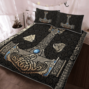 Mjolnir Hammer Of The Thunder God Thor Viking Quilt Bedding Set