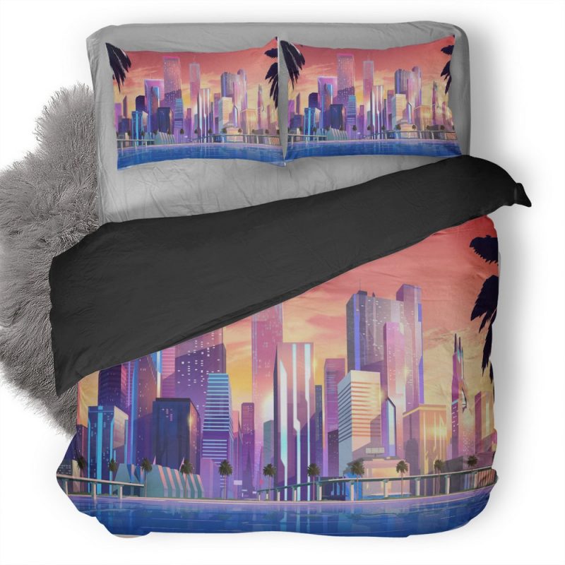 Moonbeam City Buildings Minimalist Fl Duvet Cover and Pillowcase Set Bedding Set Moonbeam City Buildings Minimalist Fl Duvet Cover and Pillowcase Set Bedding Set