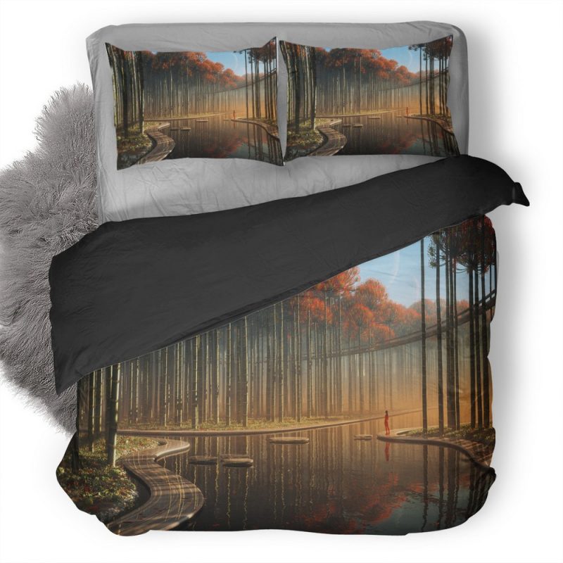 Morning Walk Under The Moons Pic Duvet Cover and Pillowcase Set Bedding Set Morning Walk Under The Moons Pic Duvet Cover and Pillowcase Set Bedding Set