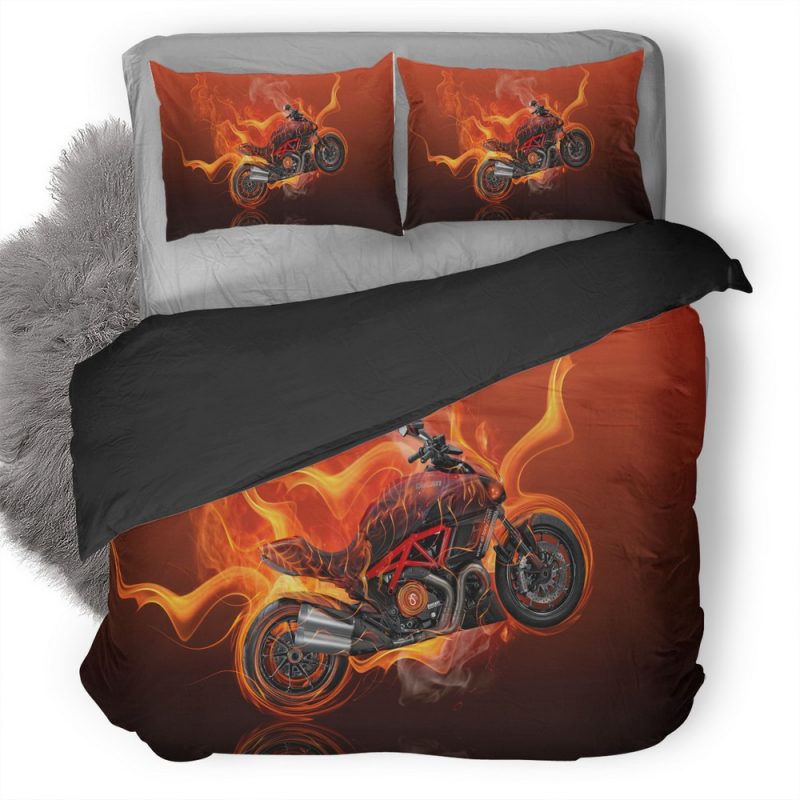 Moto Ducati Diavel Flame Do Duvet Cover and Pillowcase Set Bedding Set Moto Ducati Diavel Flame Do Duvet Cover and Pillowcase Set Bedding Set
