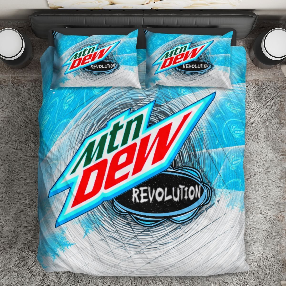 Mountain Dew White Skyblue Bedding Set Mountain Dew White Skyblue Bedding Set