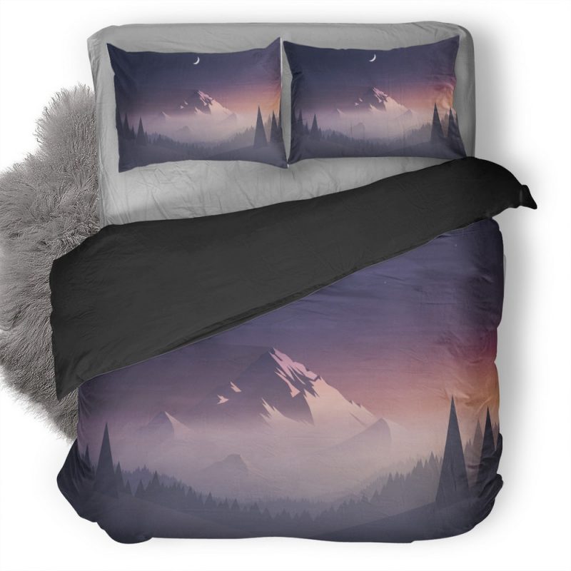 Mountains Moon Trees Minimalism Hd Duvet Cover and Pillowcase Set Bedding Set Mountains Moon Trees Minimalism Hd Duvet Cover and Pillowcase Set Bedding Set