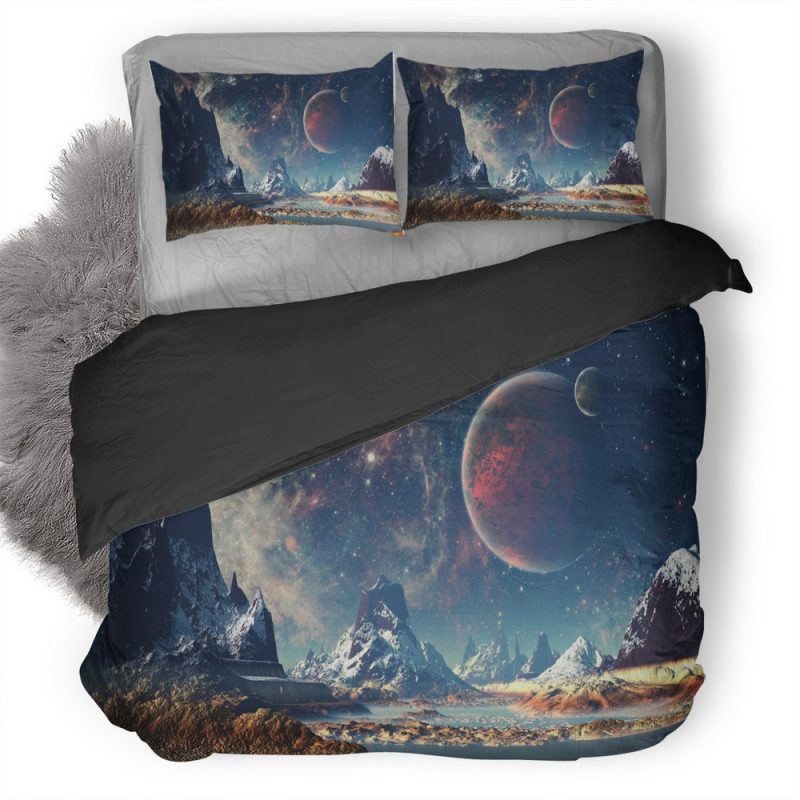 Mountains Stars Space Planets Digital Art Artwork 0I Duvet Cover and Pillowcase Set Bedding Set Mountains Stars Space Planets Digital Art Artwork 0I Duvet Cover and Pillowcase Set Bedding Set