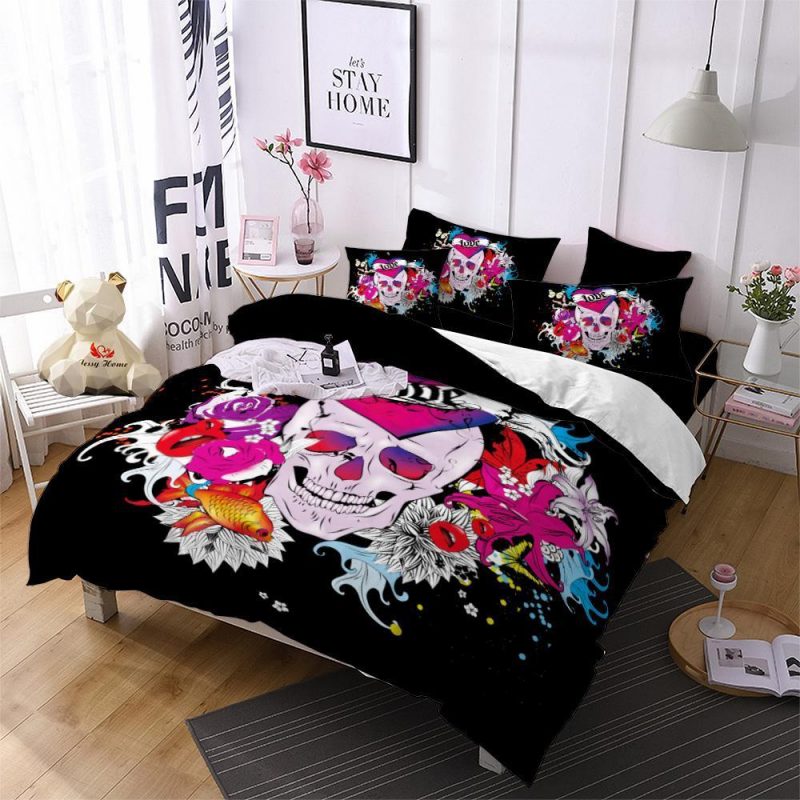 Mouth Colorful Flowers Print Duvet Cover and Pillowcase Set Bedding Set Mouth Colorful Flowers Print Duvet Cover and Pillowcase Set Bedding Set