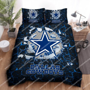 National Football League Dallas Cowboys Crack All Over Print Bedding Set