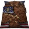 New Orleans Saints Nfl American Flag Leather Pattern Bedding Set