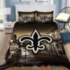 New Orleans Saints Nfl Logo City Night Bedding Set