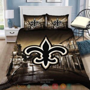New Orleans Saints Nfl Logo City Night Bedding Set
