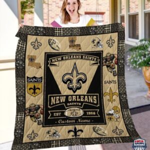 New Orleans Saints Nfl Logo History Personalized Bedding Set