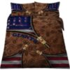 New York Giants Nfl American Flag Leather Pattern Bedding Set