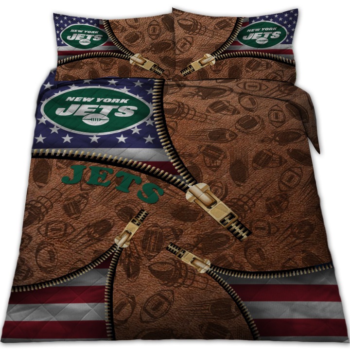 New York Jets Nfl American Flag Leather Pattern Bedding Set New York Jets Nfl American Flag Leather Pattern Bedding Set