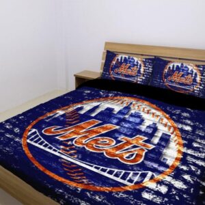 New York Mets Duvet Cover and Pillowcase Set Bedding Set 1001