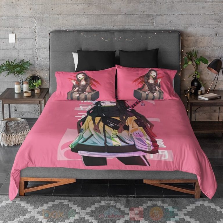 Nezuko-Kamado-Floral-Pink-Demon-Slayer-Kimetsu-No-Yaiba-Bedding-Set-2