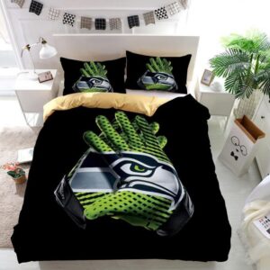 Nfl Seattle Seahawks Gloves Duvet Cover and Pillowcase Set Bedding Set