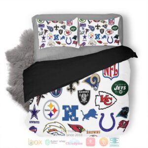 Nfl Teams Logo White Bedding Set