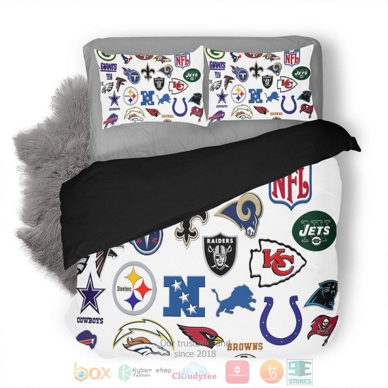 Nfl Teams Logo White Bedding Set Nfl Teams Logo White Bedding Set