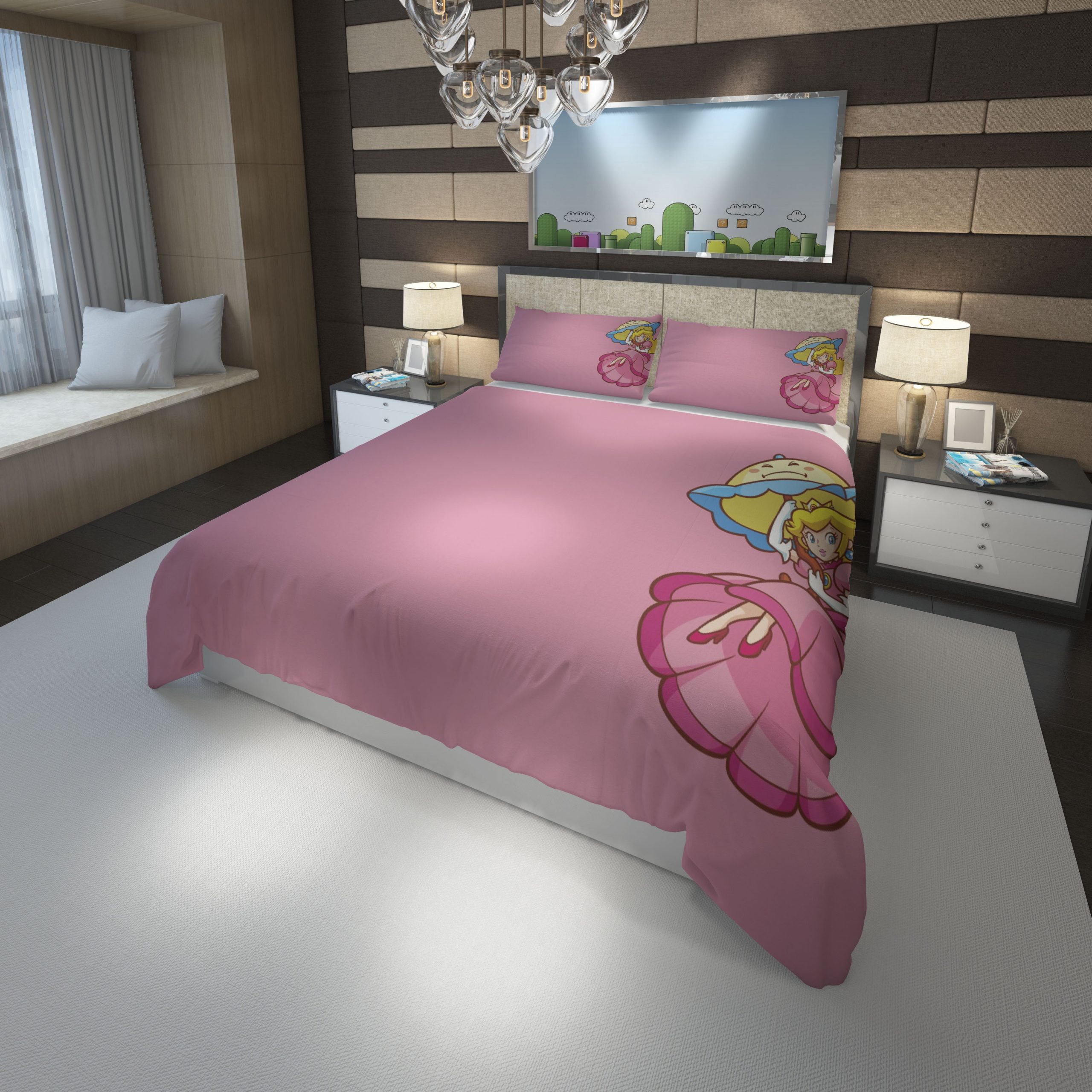 Nintendo Princess Peach Super Mario video games 2 Duvet Cover and Pillowcase Set Bedding Set Nintendo Princess Peach Super Mario video games 2 Duvet Cover and Pillowcase Set Bedding Set