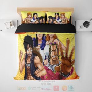 One Piece Golden Glow Modern Pattern Stitched Bedding Set
