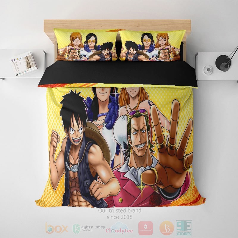 One Piece Golden Glow Modern Pattern Stitched Bedding Set One Piece Golden Glow Modern Pattern Stitched Bedding Set