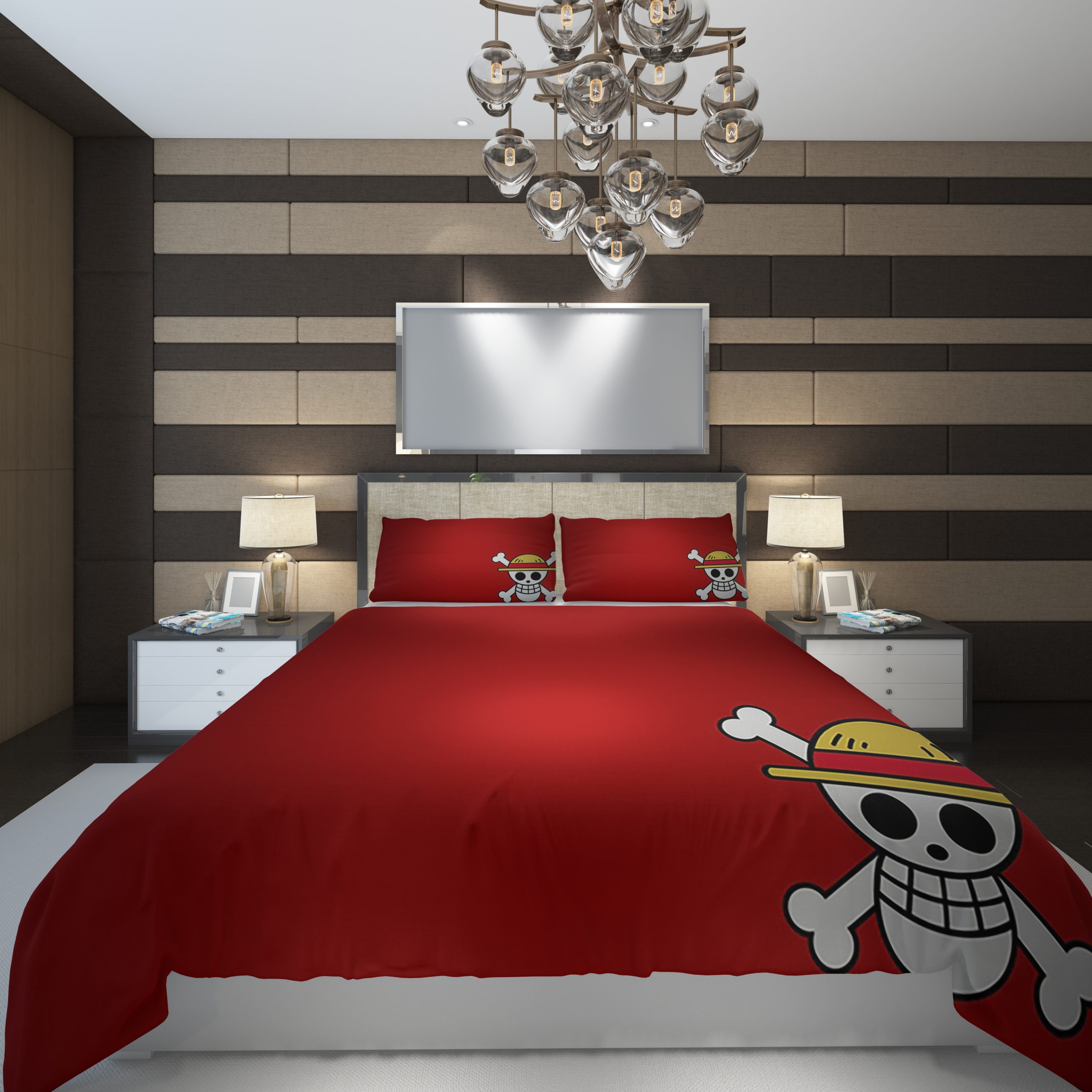 One Piece Logo Luffy Duvet Cover and Pillowcase Set Bedding Set One Piece Logo Luffy Duvet Cover and Pillowcase Set Bedding Set