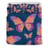 Orange And Purple Butterfly Print Duvet Cover and Pillowcase Set Bedding Set