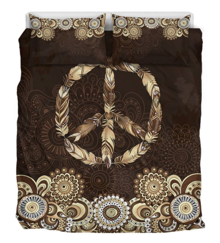 Peace Mandaka Dark Brown Duver Duvet Cover and Pillowcase Set Bedding Set Peace Mandaka Dark Brown Duver Duvet Cover and Pillowcase Set Bedding Set