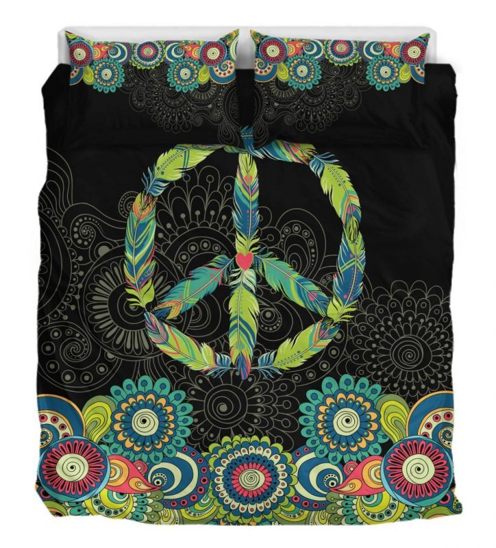Peace Mandala Black Duver Duvet Cover and Pillowcase Set Bedding Set Peace Mandala Black Duver Duvet Cover and Pillowcase Set Bedding Set