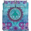 Peace Mandala Turquoise Duver Duvet Cover and Pillowcase Set Bedding Set 885