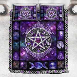 Pentagram Witch Triple Moon Quilt Bedding Set