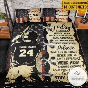 Personalized Baseball Today Is Grand New Day Stay Strong Quilt Bedding Set
