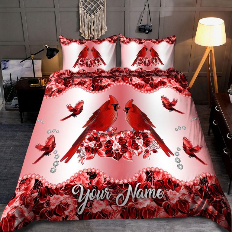 Personalized-Cardinal-Bird-Couple-Flowers-Custom-Bedding-Set-1